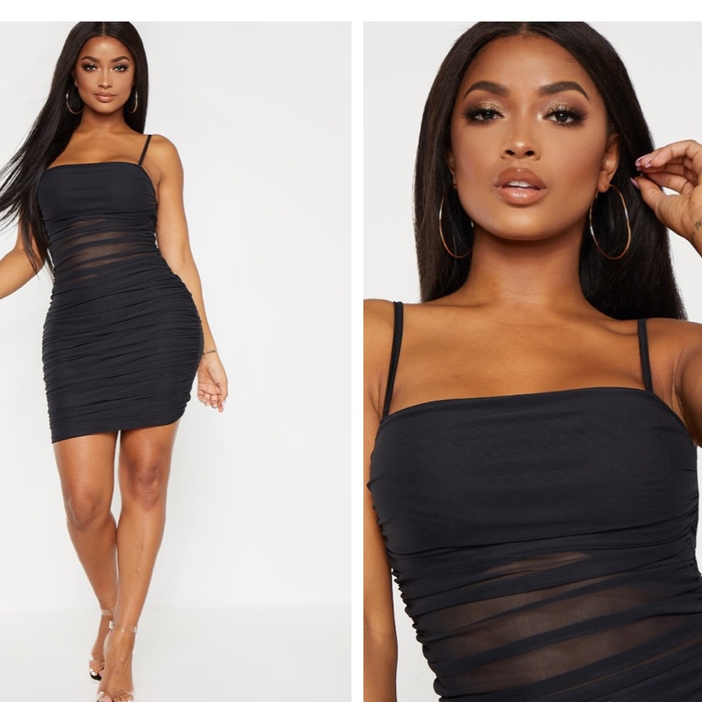 Black Dress with Ruffles and Straps